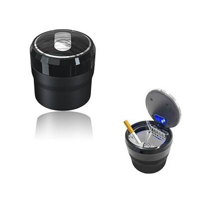 Yourkar Car Ashtray, Portable Smokeless Cylinder Cup Holder Ash Tray, Smokeless Auto Ash Tray with Lid & LED Blue Light for Most Vehicles, Universal Interior Car Accessories (Black, Small)