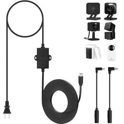 Uogw 50Ft/15m Outdoor Power Adapter Compatible with Wyze Cam V4,Duo Cam Pan,WYZE Pan V4/V3/V2/OG,Cam V3,Long Flat Extension Cable Replace for Plug,IP67 Waterproof Power Cable - Black