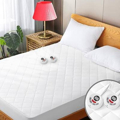 Heated Mattress Pad Queen Size Quilted Zone Heating Electric Bed Warmer Luxury Comfort Heat Mattress Pad Cover Dual Controller(12 Heat Setting | 1-12 Hours Auto Shut Off | with 8-21 Inch Deep Pocket)
