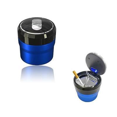 Yourkar Car Ashtray, Portable Smokeless Cylinder Cup Holder Ash Tray, Smokeless Auto Ash Tray with Lid & LED Blue Light for Most Vehicles, Universal Interior Car Accessories (Blue, Small)