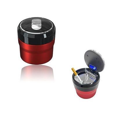 Yourkar Car Ashtray, Portable Smokeless Cylinder Cup Holder Ash Tray, Smokeless Auto Ash Tray with Lid & LED Blue Light for Most Vehicles, Universal Interior Car Accessories (Red, Small)