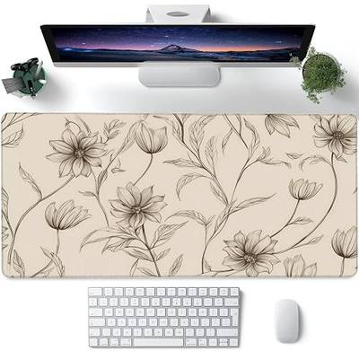 XXL Mouse Pad,Minimalist Flowers Large Gaming Mouse Pad,Abstract line Floral Desk Mat for Desktop,Extended Big Computer Keyboard Desk Pad with Non-Slip Base and Stitched Edges 35.4"x15.7"