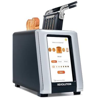 Revolution (Bundle) R180 Connect Touchscreen Smart Toaster + Toastie Press – Choose from 6 Bread Types, 7 Browning Levels, & Toastie Press Mode (Black, 2-Slice)