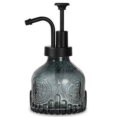 Black Soap Dispenser, Small Hand Soap Dispenser Bathroom, Glass Liquid Soap and Lotion Bottle with Pump, 7 fl oz Refillable Dish Dispenser for Kitchen, Gothic Vintage Goth Home Bathroom Decor