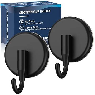 MOTAIPEAK Suction Cup Hooks for Shower,Shower Hooks Mounting on Glass Doors, Tile, Mirrors, Metals,Hook for Hanging Towels, Robe, Loofah, Jackets-Black(2 Pack)
