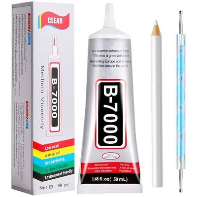 FITTDYHE B7000 Glue Clear with Precision Tip,50Ml B7000 Glue Clear for Rhinestones Glue for Crafts, Multipurpose Jewelry Glue for Fabric DIY Craft Makeup Shoes Jewelry Making Nail Art