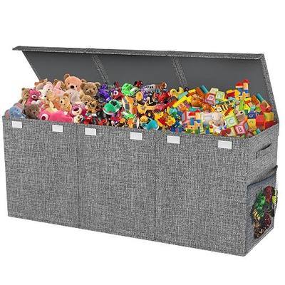 Mabahoo Extra Large Toy Box Chest with Lids, Collapsible Sturdy Kids Toy Storage Organizer Boxes for Boys Girls, 40"x14"x16", Toybox Storage Bins Basket for Living Room, Bedroom, Nursery, Gray