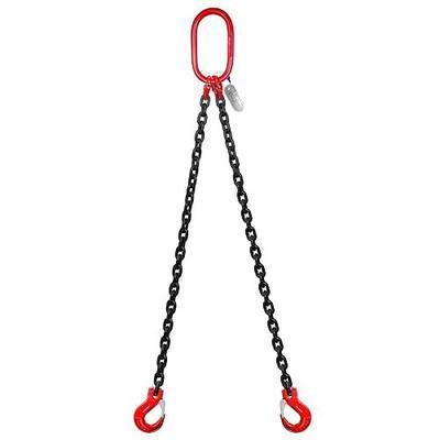 Chain Sling 5/16 Inch x 5 Ft Lifting Chains Double Leg with Grab Hooks Chain Slings for Lifting 3 Ton Capacity Lifting Slings G80 Alloy Steel Engine Lift Chain for Cargo Security Towing