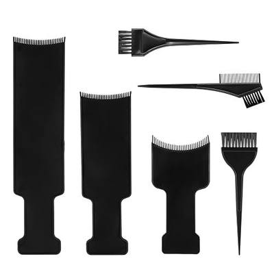 Lusofie 6 Pcs Balayage Board Black Balayage Highlighting Board and Brush Kit Plastic Balayage Board with Teeth for Hair Coloring Dyeing DIY Hairdressing Tint Tool