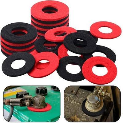 Pangda 12 Pcs Battery Terminal Anti Corrosion Washers Fiber Battery Washers Terminal Protector (Red,Black)