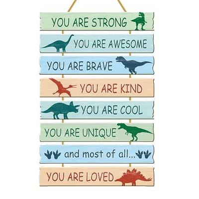 Rutiyoka Dinosaur Room Decor for Boys Bedroom Wall Dino Inspirational Art Kids Wood Decorations Little Boy Nursery Toddler Sign