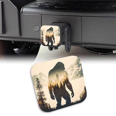 Trailer Hitch Cover Bigfoot Mountain Forest Tow Hitch Cove Universal 2" Heavy Duty Trailer Hitch Tube Rubber Covers,Square Hitch Cover Plug Cap for Trucks SUV Cars