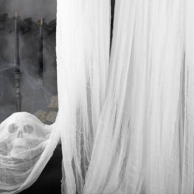 400" x 85" White Halloween Creepy Cloth Halloween Yard Outdoor Decoration | Large Spooky Fabric Scary Gauze Cheesecloth for Halloween Haunted House Party Wall Indoor Decor