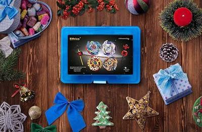 Elfnico Bey Battling Top Burst Gyro Toy Set 4 Spinning Tops 2 Launchers Combat Battling Game with Portable Storage Box Gift for Kids Children Boys
