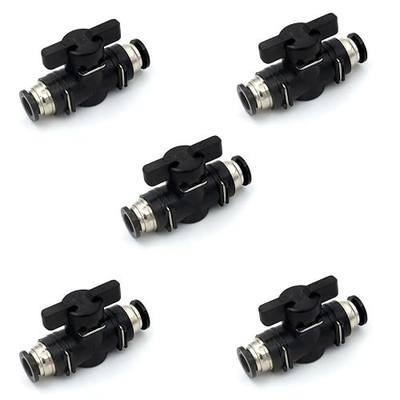 1/4 Push to Connect Valve Union Ball Valve Air Flow Control Valve Quick Connect Tube Fittings Pneumatic Valve Air Hose Fittings 5pack, 0.25 Inch