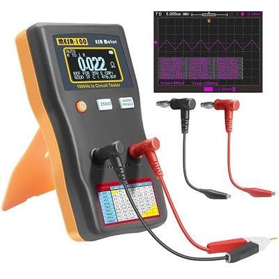 Wisamic MESR-100 V2 Automatic Range Switching, ESR Meter Capacitor Tester, Low Ohm Meter Up to 0.01 to 100R, Alligator Clip and SMD Test Clip Supporting Capacitance Meter Measurement in The Line