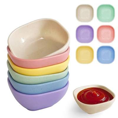 SHECIPIN 6 Pack Small Plastic Bowls 4.5 OZ Unbreakable Wheat Straw Dipping Bowls,plastic ramekins, Assorted Colors Dipping Sauce Cups, dip cups, Dessert, Ketchup
