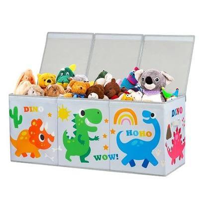 decalsweet Large Toy Box Collapsible Chest Organizer with Flip Lid for Kids | Oxford Storage Box with Handle for Boy Girl Sturdy Waterproof Organizing Decor for Bedroom Playroom Nursery 37.7×12.5×15.7''