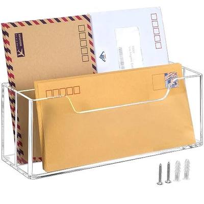 BEYGORM Acrylic Mail Organizer for #10 Envelopes, Wall-Mounted, 2-Slot | Clear, Hanging Mail Rack, Countertop Letter Holder, for Home & Office