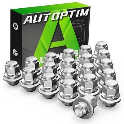 AUTOPTIM M12x1.25 OEM Lug Nuts - Replacement for Nissan Altima Maxima Pathfinder Rogue, Infiniti Q50 G37 QX60 QX50, 20PCS Chrome Mag Flat Seat Closed End Factory Wheel Lug Nuts with Washer