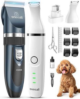 oneisall Dog Clippers and Paw Trimmer Grooming Kit | Low Noise, Powerful Motor, 3-in-1 Dog Trimmers+Nail Grinder, Long-Lasting Battery&Cordless, For Small Medium Large Dogs