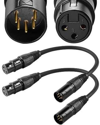 3 Pin Female to 5 Pin Male DMX Adapter 2 Pack, 10'' DMX Cable Adapter 5M3F for DJ Stage Lighting