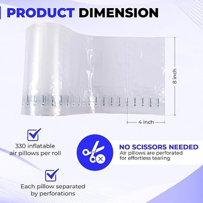 330 Count 4x8 Air Pillows for Shipping with Hand Pump | Inflatable Packaging Bags, Fills Voids in Boxes, Shock Absorbing, Purse and Handbag Shapers, Moving Supplies