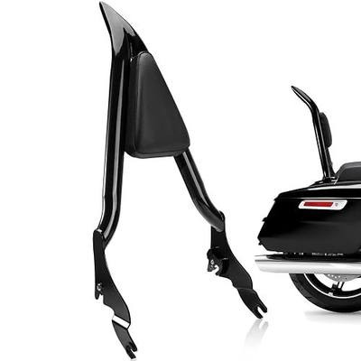 09-25 One-Piece Passenger Backetst Sissy Bar Fits Harley Street Glide Road Glide Electra Glide Road King Electra Models, Gloss black