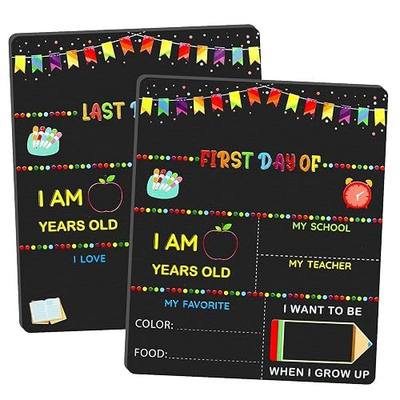 First Day of School Board Last Day of School Reversible Chalkboard Pencil Apple Board Sign Reusable Back to School Photo Prop for Kindergarten Preschool Celebration Supplies