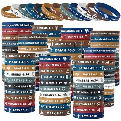 Religious Silicone Wristbands Bulk Bible Rubber Bracelets Colorful Inspirational Christian Bracelets for Men Women Gifts