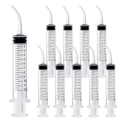 Wisdom Teeth Syringe,12ml Dental Irrigation Syringe (10 Pack) | Curved Tip & Measurement, Sterile Individually Package for Oral Dental Care, Tonsil Stones Removing, Lab, Liquid, Feeding