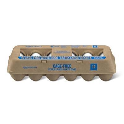 Amazon Grocery, Cage-Free Grade A White Eggs, Extra Large, 12 Count