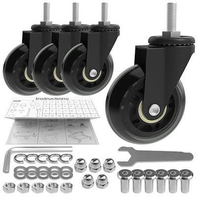 2.5 Inch Creeper Casters Set of 4 Roller Blade Replacement Wheels | 360 Degree No Noise Heavy-Duty Swivel Castors for Mechanic Stool, Rolling Garage Seat and Service Cart