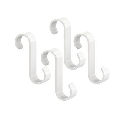 Heavy Duty S Hook for for Pool Storage Bin (White, 4pcs) | Fits 1.26"-1.38" Rods, Reinforced PP, Holds Up to 13.2 lb, UV-Resistant, Anti-Slip, Fits for Plants, Bags and Clothes