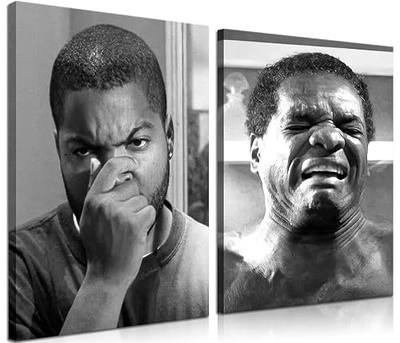 Framed Funny Bathroom Canvas Wall Art Set of 2 - Black and White Vintage Comedy Movies Posters, Funny Toilet Humour Smell Wall Decor Prints for Bathroom Decor 12x16in