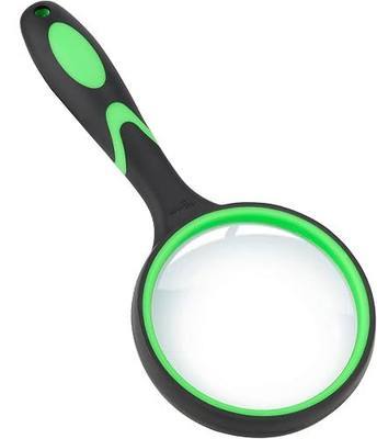 Magnifying Glass, 75MM Handheld Reading Magnifier with Non-Slip Soft Handle for Seniors Book Newspaper Reading and Kids Nature Hobby Exploration
