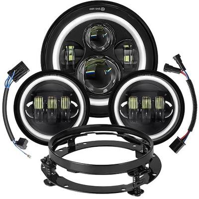7 Inch LED Motorcycle Headlight 4.5" Fog Passing Light For Harley Street Glide Road King Road King Tri Tour Softail Deluxe Heritage Classic Fat Boy Models Black DRL Halo Ring Angel Eye