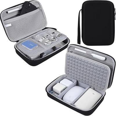 Hard Travel Electronic Organizer Case for MacBook Power Adapter Chargers Cables Power Bank Apple Magic Mouse Apple Pencil USB Flash Disk SD Card Hard Drive Waterproof Shockproof Carrying Bag, Black