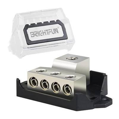 4 Way Power Distribution Block, 0/2/4 AWG Input / 3X 4/8/10 AWG Outputs | Amp Power Ground Distributor, Car Audio Amplifier Splitter