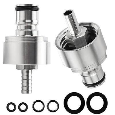 Carbonation Cap, 2 Pack Stainless Steel PET Bottle Filler for Soda | 6 Spare O-Rings, No Leakage, O.D 5/16" Barb, Ball Lock System, Pressure Forced, for Soda Bottle | PET Bottle | 2 Liter Bottle