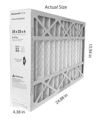 Honeywell FC100A1029 (2 Pack) - 16" x 25" x 4" Pleated Air Filter, MERV 11 Bundle with Same Day Supply Filter Change Reminder