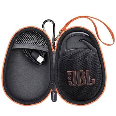 Protective Case Cover Bag for JBL Clip 5/4 Bluetooth Speaker, Portable Speakers Carrying Storage Organizer with Carabiner for Charger & Cable (Black)