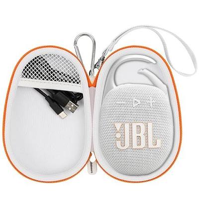 Carrying Case for JBL Clip 5 and for JBL Clip 4 Speaker | Shock-Absorbing Shell, Mesh Pocket, Carabiner and Wrist Strap Keep Speaker Gear Protected and Ready to Go, White, Case Only