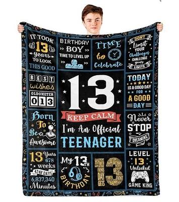 13 Year Old Boy Gifts, 13th Birthday Gifts for Boys Blanket 60x50in | Birthday Gift for 13 Year Old Boy, 13 Year Old Boy Birthday Gifts Ideas, 13th Bday Decorations Blanket for Son/Grandson