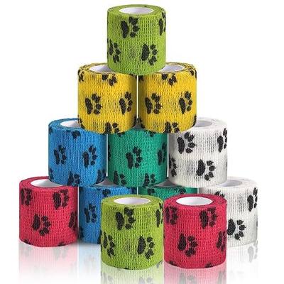 Vet Wrap for Dogs,Bandage Wrap,12Pcs 2 Inches X 5 Yards Pet PreWrap Cohesive Bandages Bulk Self Adhesive Dog Paw Protector for Horse, Cat, Bird, Pet Animal