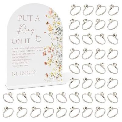 Florals Bridal Shower Decorations, Wedding Shower Games, Popular Bridal Shower Game, Put A Ring On It Game, 1 Sign And 50 Rings(dsxn07)