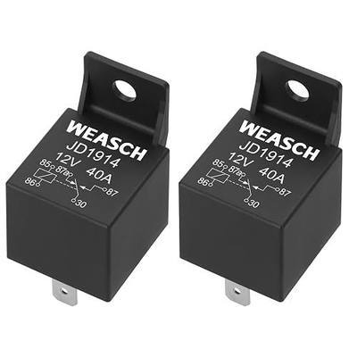 2 Pack JD1914 Car Relay, 12V 40A, 5 Pin SPDT, Automotive Switches and Starters, Waterproof Relay for Boat Tractor Truck Motorcycle (2)