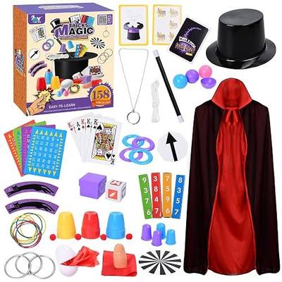 Magic Kit for Kids Magic Set- Magic Tricks Set for Kids Age 6 8 10 12, with Magician Costume Magic Wand for Pretend Play Magician Set, Easy to Follow Magic Toy Gifts for Girls and Boys Beginners