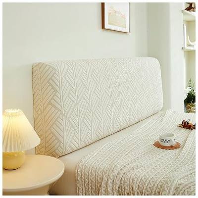 Stretch Bed Headboard Covers, Jacquard Fabric Headboard Slipcover | Soft Dustproof Protector Cover for Upholstered Headboard Queen King (Beige, 2m/78.7in)