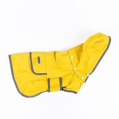 Wilderdog Dog Jacket Waterproof Raincoat with Breathable Interior, Removable Hood, Torso Strap, Secure Closures, Back Pocket and Two Hanging Loops, Foldable into Back Pocket
